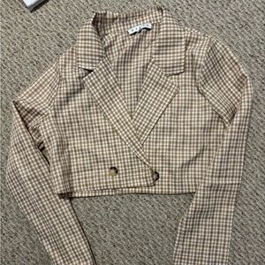 HYFVE Yellow/Brown Checkered Blazer